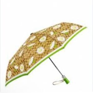 Coach Vintage Daisy Floral Umbrella with Green Trim